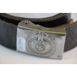 A German belt & belt buckle with the eagle and swastika logo to the front and the wording "Meine