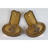 Vintage pair of Royal Navy Silver & Gold wire officers epaulettes by Wm Anderson & Sons Ltd of