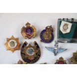 Collection Of Fifteen Regimental Pin & Collar Badges, Most With Enamel Decoration.