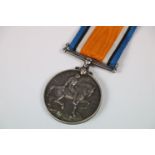 A full size WW1 British War Medal issued to : 9423 PTE. E.J. HENDY Somerset Light Infantry.