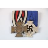 German WW1 & WW2 Medal Group To Include A WW1 German Honor / Hindenburg Cross Stamped R.V.1.