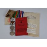 A collection of WW2 militaria to include a boxed WW2 Medal group (Defence Medal, British War