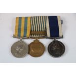 A medal group consisting of The United Nations Korea Service Medal, The British Queens Korea Medal &