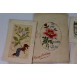 A collection of approx 14 WW1 silk postcards to include regimental examples.