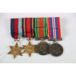 A British WW2 miniature medal group to include The British War Medal, The Defence Medal, The 1939-