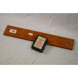 Jaques of London Boxed ' The Improved Rock Bowls Measure ' together with a Jaques Cribbage Board