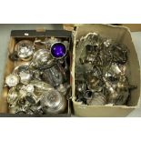 Two Boxes of silver plate items