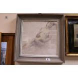 Early 20th Century studio framed pastel of a reclining nude female, label on verso
