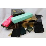 Box of vintage empty Jewellery boxes together with a box of assorted collectables to include Polly