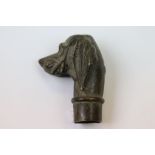 Bronze/brass walking stick handle in the form of a gun dog