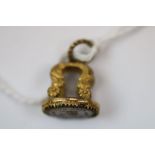 19th century Gilt Metal Stone Set Fob Seal