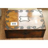 Early Victorian Rosewood Jewellery Box with Cut Steel Stud Decoration