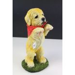 Boxed Model of a Golden Retriever Puppy wearing a red spotted handkerchief