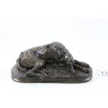 After Paul Gayrard, Bronze Model of a Recumbent Deer Hound, bears signature Gayrard, London