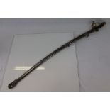 Vintage cavalry sword with metal scabbard