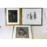 Three framed and glazed sketches, all signed "Leah"