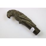 Bronze/brass Oriental walking stick handle in the form of a parrot