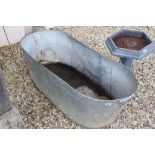 Vintage Galvanised Wash Bath, 127cms long, 41cms high