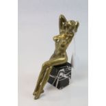 Brass nude figure on marble base