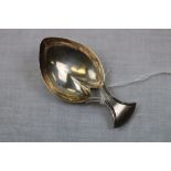 George III silver caddy spoon, heart shaped bowl with incised border stem, makers Joseph Willmore,