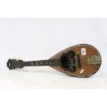 19th Century tortoiseshell & mother of pearl mandolin with label