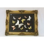 Gilt framed & glazed real Butterflies with a 24ct Gold, Silver & Copper finish