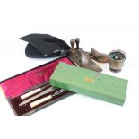 Tray of mixed collectables to include a Boxed Horn carving set, Mortart board hat, Uno stencil set,