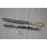 Danish Georg Jensen Sterling Silver Handled Carving Knife and Fork Set