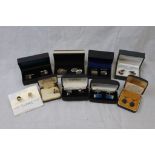 Box of assorted cuff links inc Wedgwood Silver etc