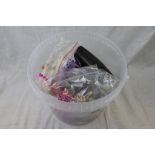 Tub of assorted costume jewellery including necklaces, bracelets, watches etc