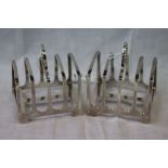 Pair of early 20th century silver five bar toast racks, makers James Deakin & Sons, Sheffield