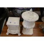 19th Century Creamware ceramic Urn with lid and stand