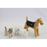 Three Beswick ceramic animals to include; Champion Wall Queen 40 Pig, Champion Cast Iron monarch Fox