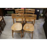 Set of Four Retro Beechwood Kitchen Chairs with Double Back Rails