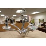 Art Deco Style Chrome and Glass Five Branch Heavy Designer Light Fitting