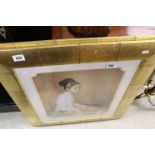 Pair of Framed and Glazed Oriental prints of Females with Gilt Bamboo Effect Frames