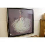 Modern school and mixed method on canvas, portrait of a ballerina signed with monogram