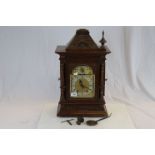 Large Oak cased key wind Bracket Clock, the metal dial marked "Benetfink & Co Cheapside"