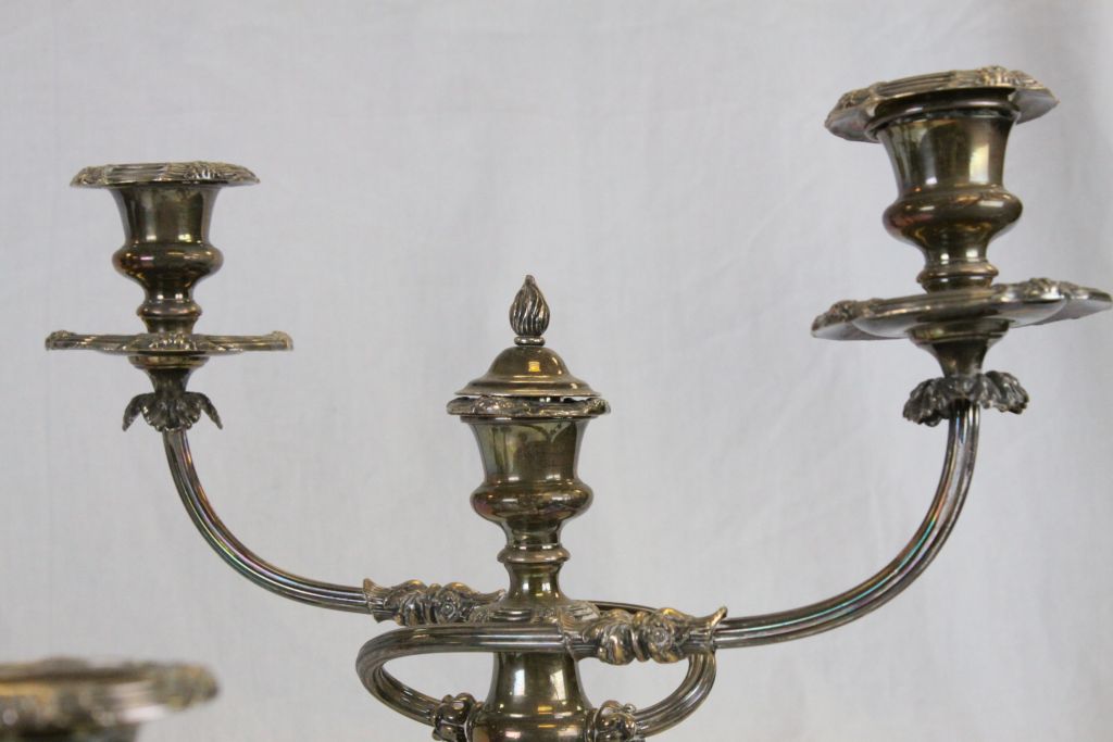 Pair vintage of Silver plated two branch Candelabra's and a matching pair of Candlesticks - Image 5 of 5