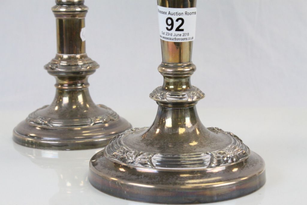 Pair vintage of Silver plated two branch Candelabra's and a matching pair of Candlesticks - Image 3 of 5