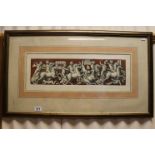 After Pietro Farrocet a gilt framed engraving freize design with putti riding chariots