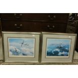 Two Robert Taylor Prints - Framed Lancaster signed by Leonard Cheshire and Hurricane signed by Bob