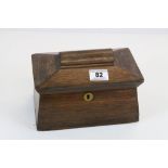 Oak Tea Caddy with internal compartments and contents