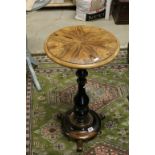 19th century Lamp Table with Circular Top on turned column support and circular plinth base with