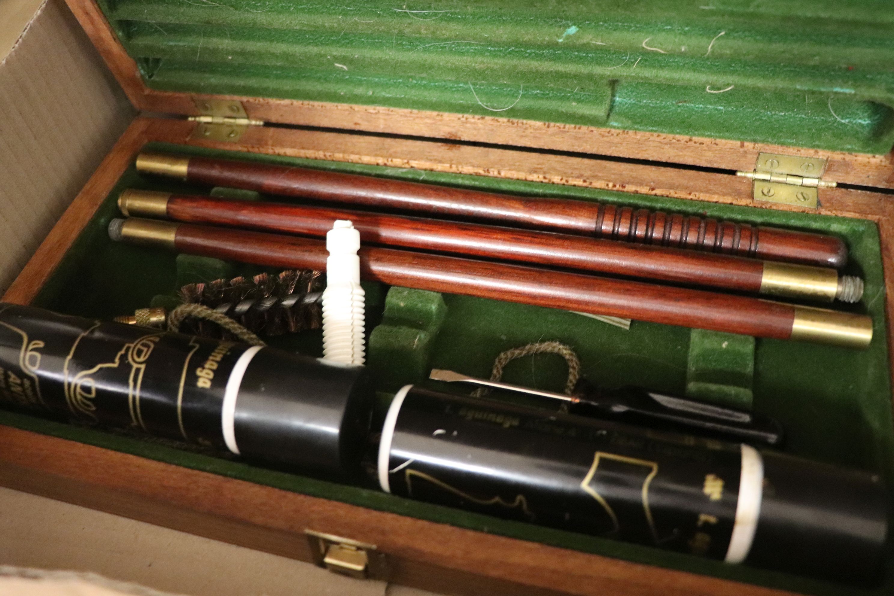 Two Cased Gun Cleaning Kits and a Vintage Leather Cartridge Belt - Image 2 of 3