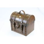 Wooden box with a Leather finish and designed to look like a vintage luggage Trunk