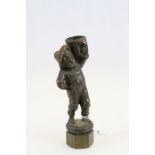 Late 19th / Early 20th century Cast Matchholder and Striker in the form of a Boy holding a Basket