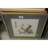 Three framed & glazed Oriental Embroidery on Silk pictures