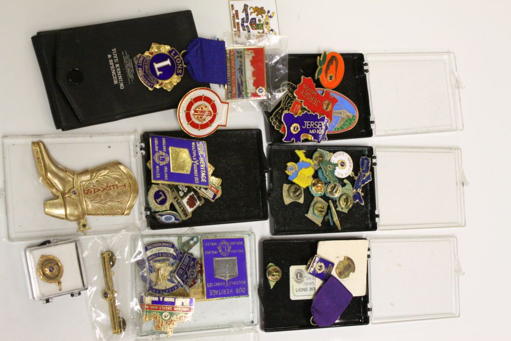 Various enamelled souvenir pin badges (q)