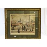 Framed and glazed L S Lowry (1887 - 1976) Gallery print "View of a Town" 1936, embossed Gallery